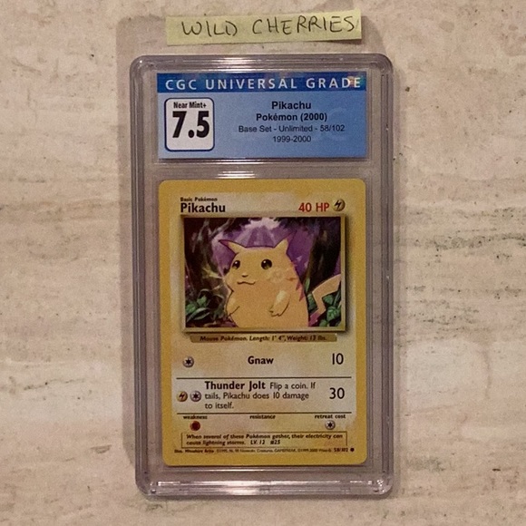 Pokemon Pikachu 1999-2000 4th Print 58/102 Base Set CGC 7.5 TCG #58 1999 - Picture 9 of 9